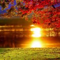 Autumn Sunset Reflecting off Lake