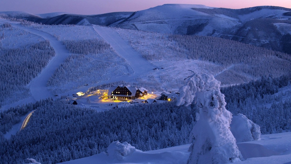 Beautiful Evening View of Ski Resort