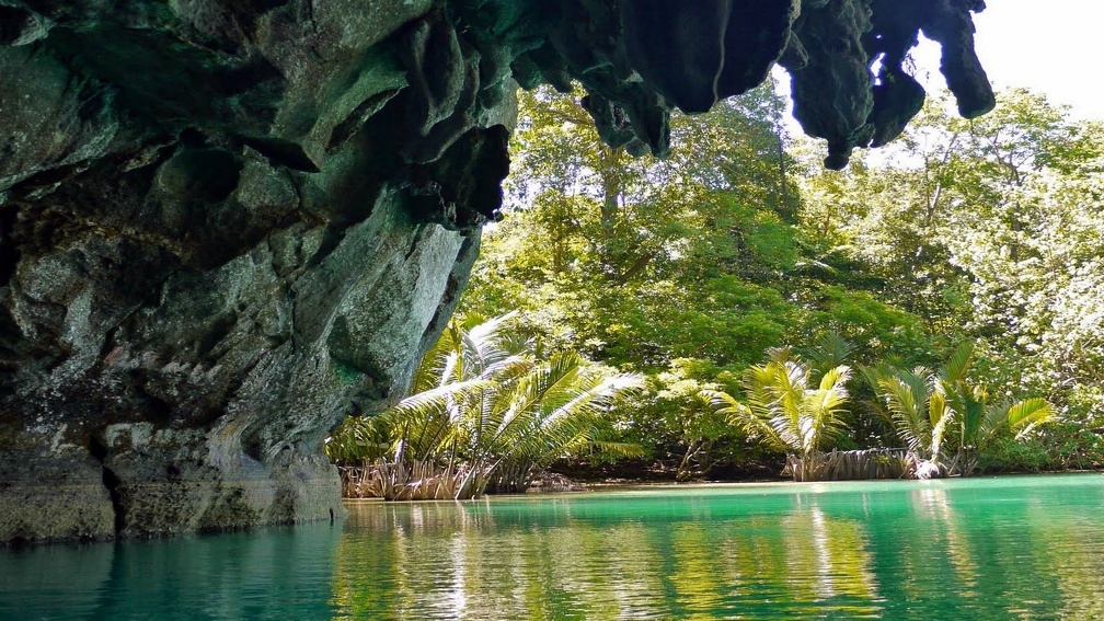 View from Inside Emerald Cavern in the Phillipines