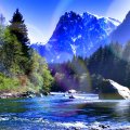 __Blue River and Mountains__