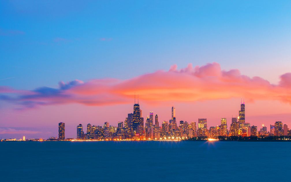 Chicago Skyline Sunset