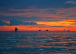 Beautiful sunset on high seas