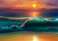 Evening waves on the shore