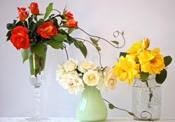 lovely vases of roses
