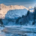 gorgeous frozen alaskan river in winter