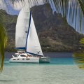 Sailboat and Palms in Tahiti