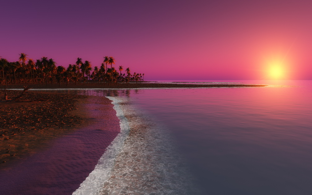 Pink and Purple Beach Sunset