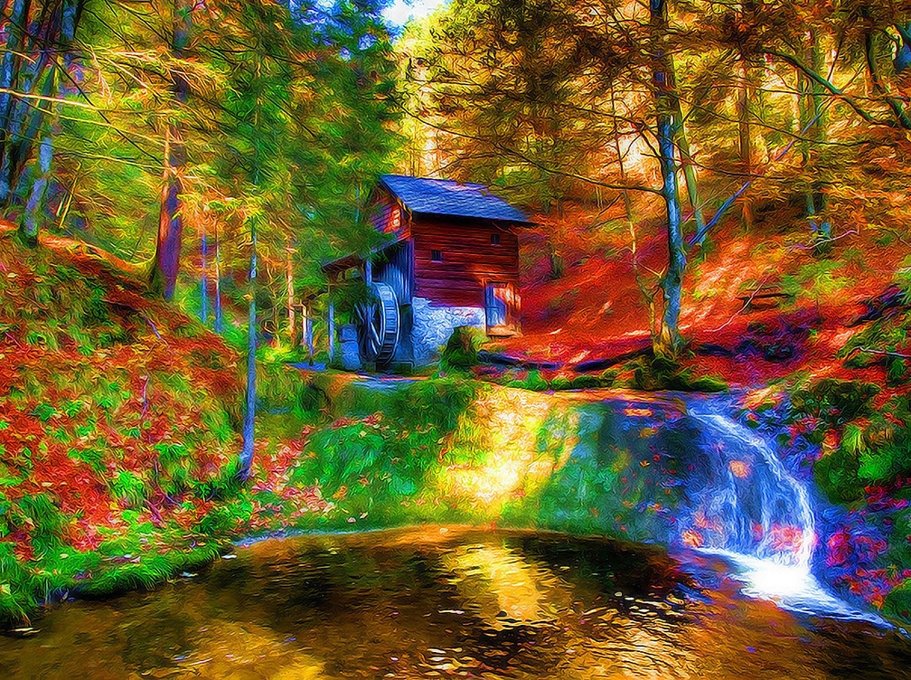 Old Watermill In The Forest