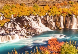 Autumn at Hraunfossar Waterfall