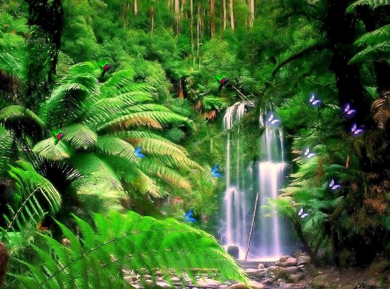 __Green Tropical Waterfall__