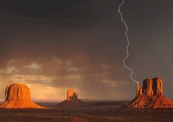 lightning strike in monument valley