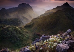magnificent mountainscape in thailand hdr