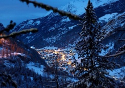 swiss village in an alpine valley