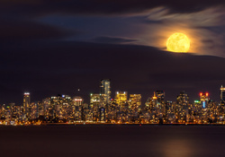 Harvest moon over the city