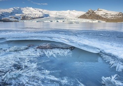 spectacular frozen bay in iceland