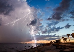 fantastic lightning strike on a beach