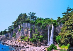 Waterfall on Jeju Island, South Korea