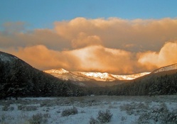 sunrise on mountains in winter