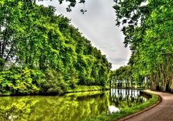 lovely green canal in spring hdr