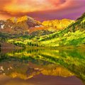spectacular colorful spring lake reflections hdr