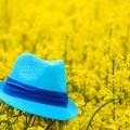 Blue Hat With Blossoms