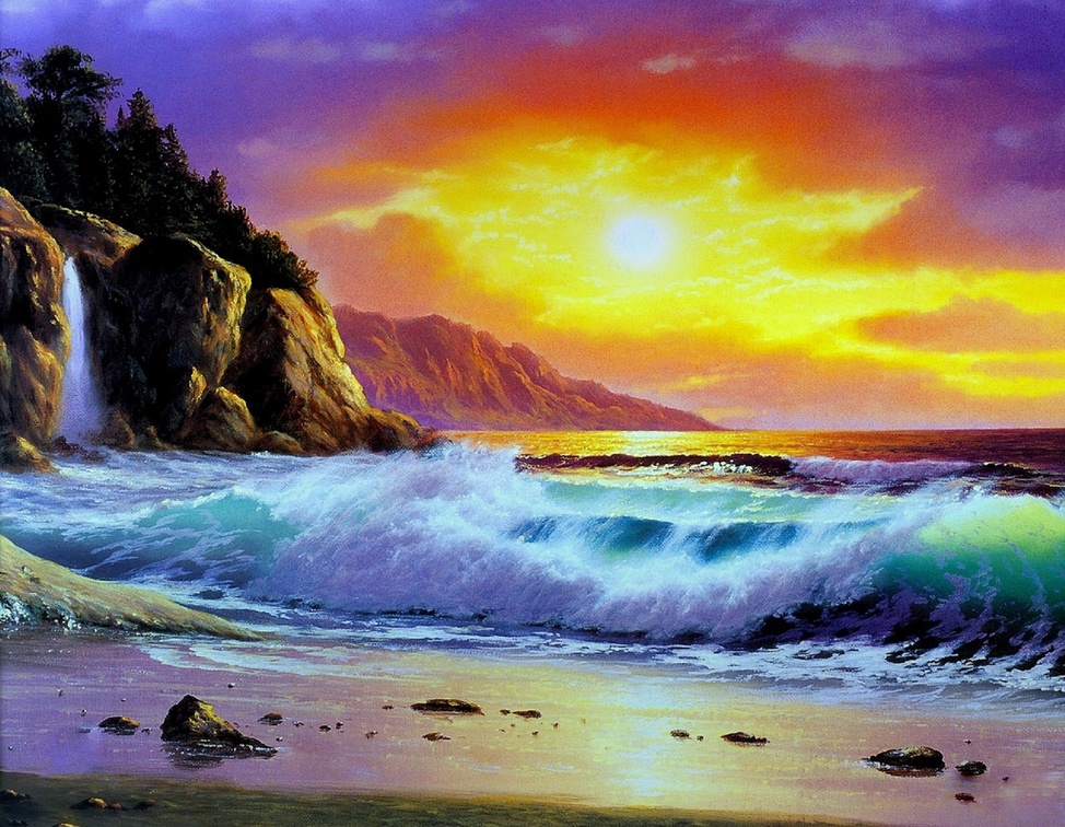 'Coastal Wave at Sunset'