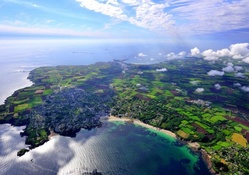 marvelous aerial view of rural coastal community