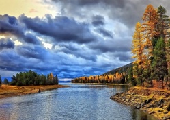 wonderful autumn riverscape hdr