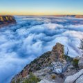 fabulous morning fog in the grand canyon hdr