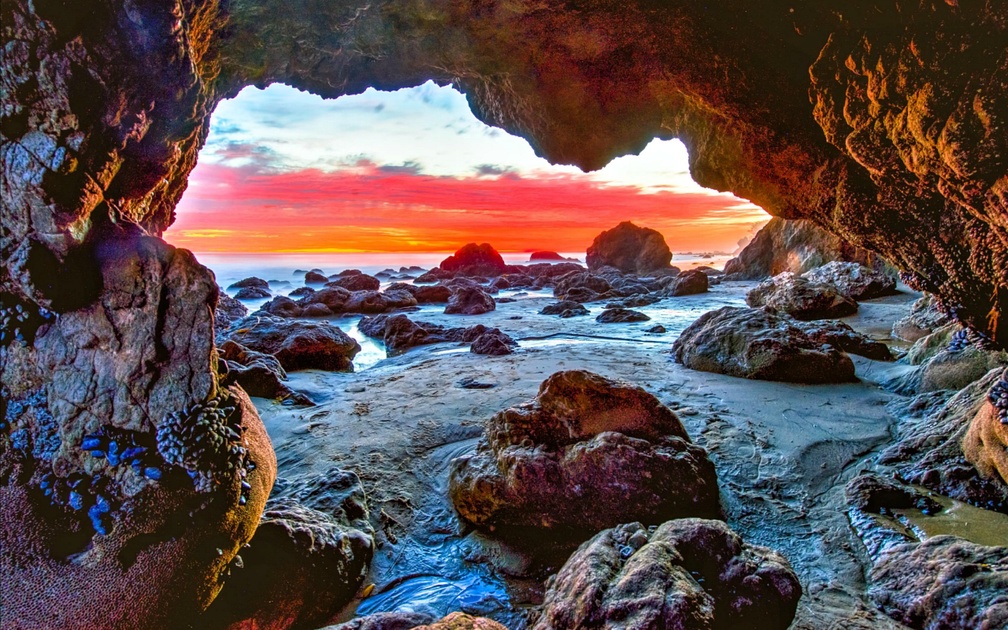 Sea Cave on Malibu Beach, California