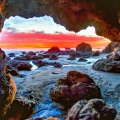 Sea Cave on Malibu Beach, California
