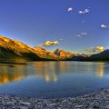 gorgeous mountain lake at sunrise