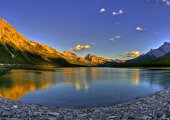 gorgeous mountain lake at sunrise