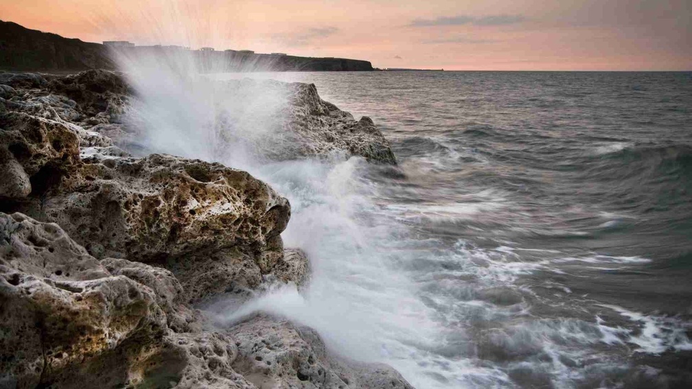 sea crashing on an amazing rocky shore