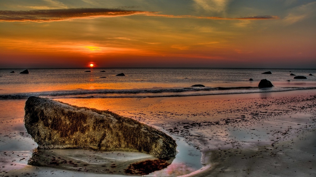 gorgeous sunset on a beach hdr