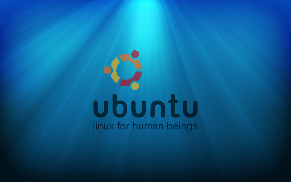 Ubuntu Linux Logo w/ Ocean Ray Background