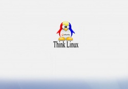 linux and ubuntu think (credits to original artists who created wallpaper and penguin)