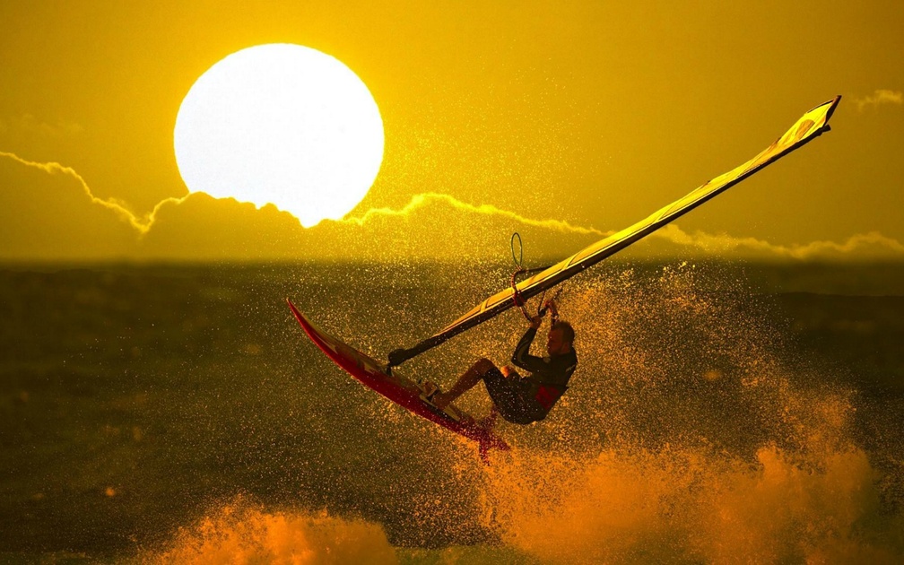 Wind Surfing at Sunset