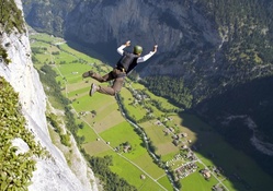 base jumping in amazing valley in switzerland