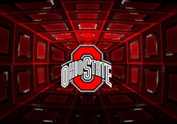 WHITE OHIO STATE ON A RED BLOCK O
