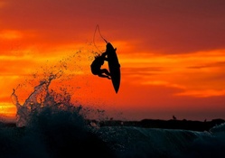 fantastic surfing at sunset