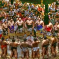 opening ceremonies at a sumo tournament hdr