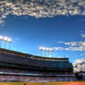 dodgers baseball stadium at sundown