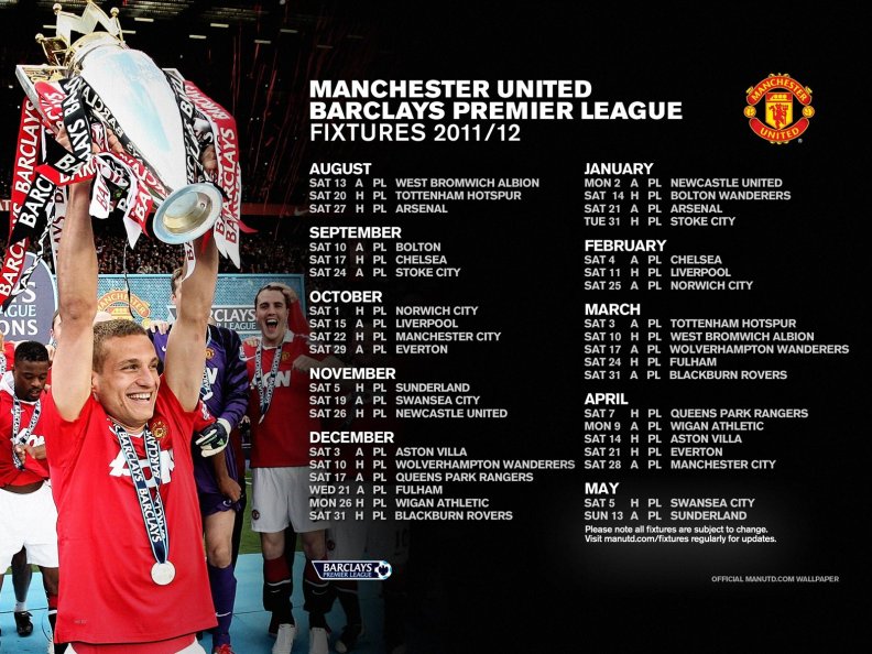 MANCHESTER UNITED 2011/12 FIXTURES