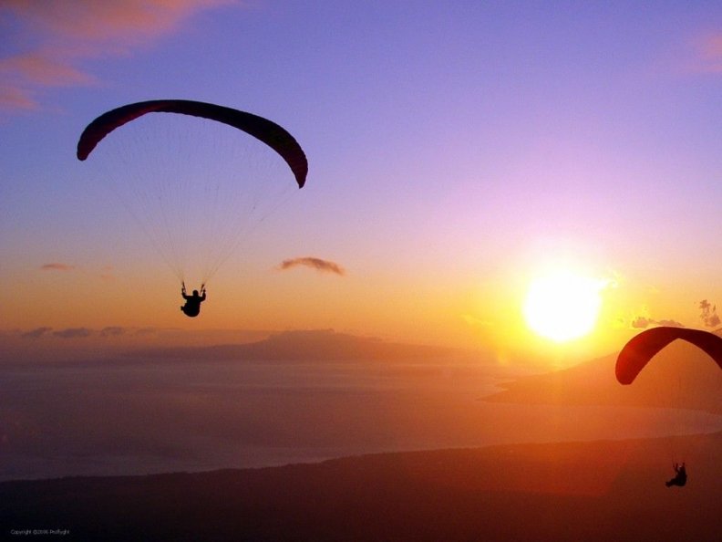 Paragliding in the Sunset
