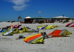 Sardinia kites on beach
