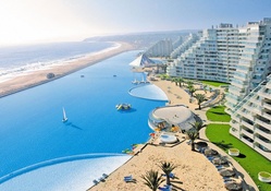 worlds largest pool in san alfanso resort in chile