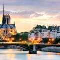 notre dame cathedral above the seine river in paris