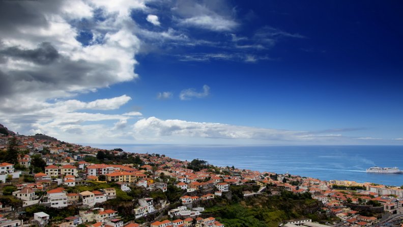 beautiful town on a seaside hill