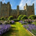 garden on beautiful bolton castle in england 